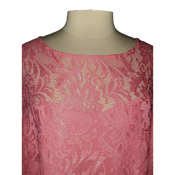 JESSICA LONDON Size 30W Shift Dress Pink Floral Lace Long Sleeve Stretch - Picture 2 of 6